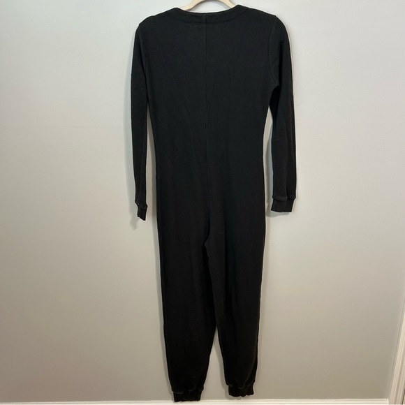 Vintage Victoria's Secret Charcoal Black Waffle Knit Button Down Jumpsuit Small - Picture 5 of 6